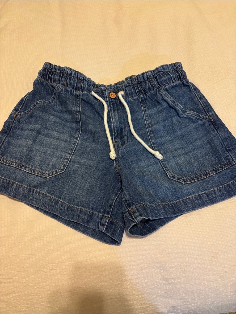 Maurices Dark Blue Denim Drawstring Shorts